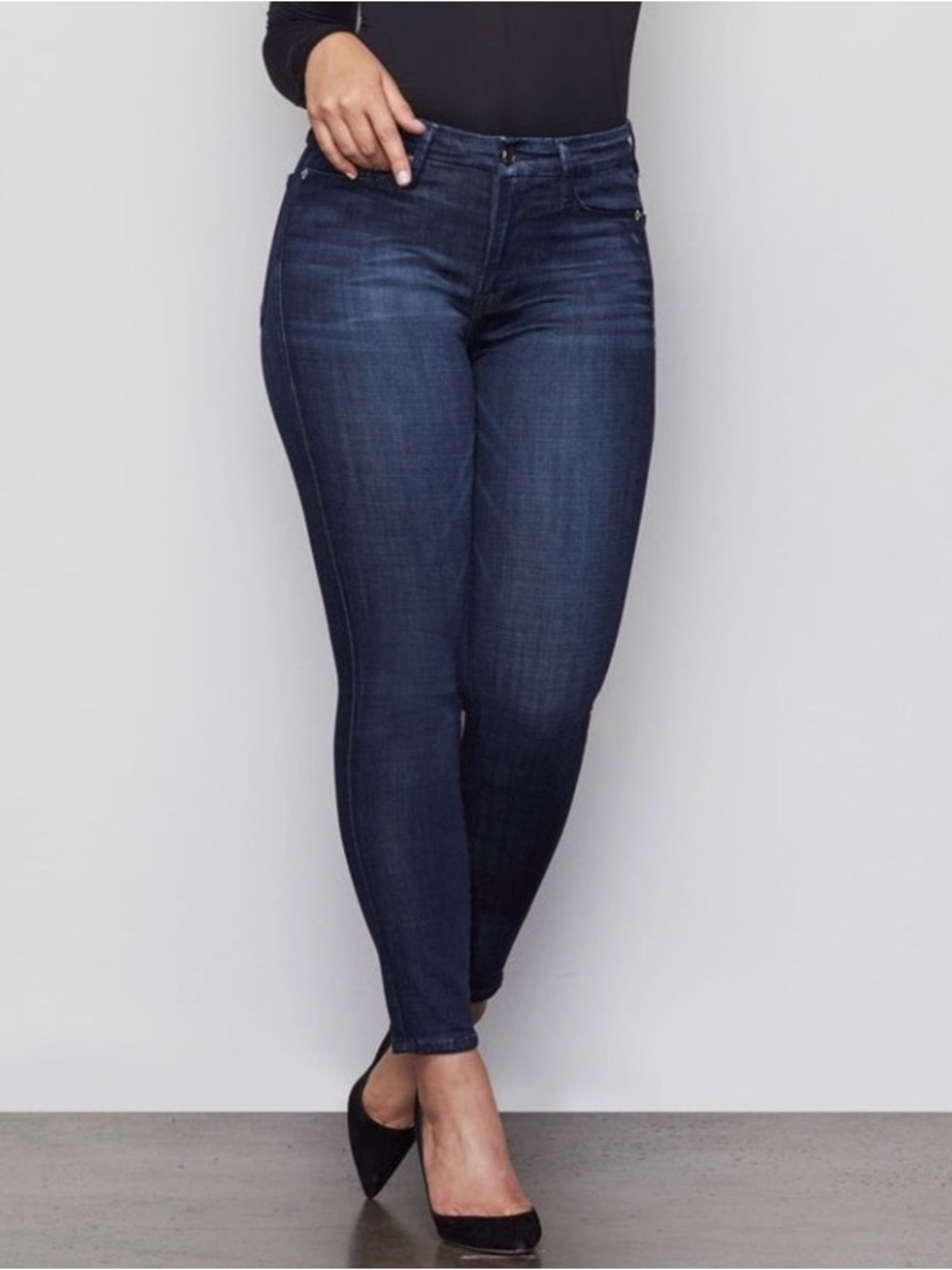 NWOT Good American Dark Blue Distressed High-Rise Skinny Jeans Womens Size 10/30